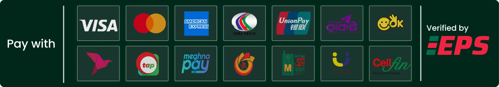 Pay securely with EPS-supported cards, banks and mobile financial services