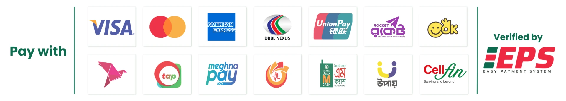 Pay securely with EPS-supported cards, banks and mobile financial services